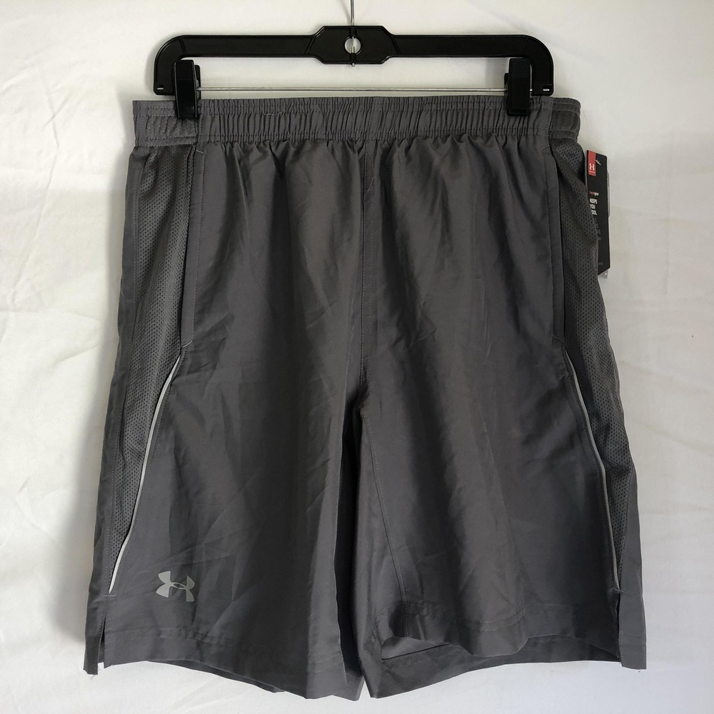 Under Armour Shorts Mens Large Gray HeatGear Lined 9 Inseam Running Gym